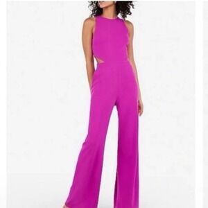 Express Magenta Pink Side Cutout Wide Leg Sleeveless Jumpsuit Womens Small NEW